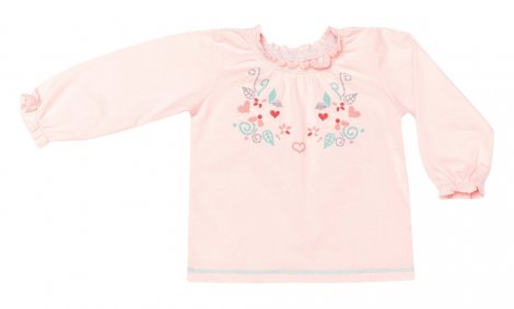 Нежно-розовая футболка с длинными рукавами для девочки PlayToday Baby 138014, вид 1
