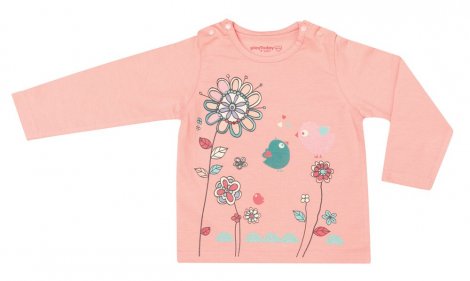 Розовая футболка с длинными рукавами для девочки PlayToday Baby 138015, вид 1