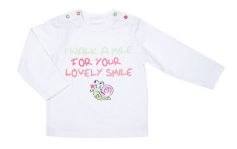 Белая футболка с длинными рукавами для девочки PlayToday Baby 138052, вид 1