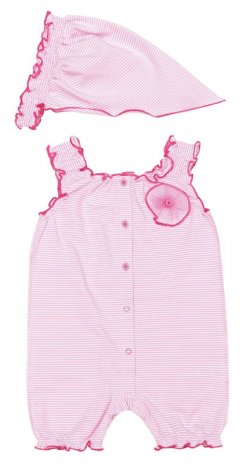 Розовый комплект: полукомбинезон, косынка для девочки PlayToday Baby 138061, вид 1