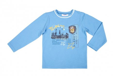 Голубая футболка с длинными рукавами для мальчика PlayToday 141048, вид 1