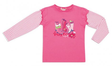 Розовая футболка с длинным рукавом для девочки PlayToday 142051, вид 1