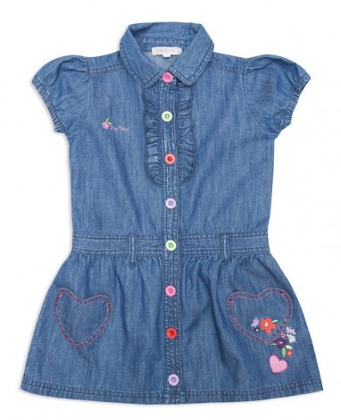 Синее платье джинсовое для девочки PlayToday 142079, вид 1