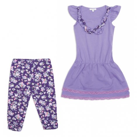 Фиолетовый комплект: платье, бриджи для девочки S'COOL 144038, вид 1