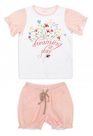 Розовая пижама: футболка, шорты для девочки PlayToday 146002, вид 1