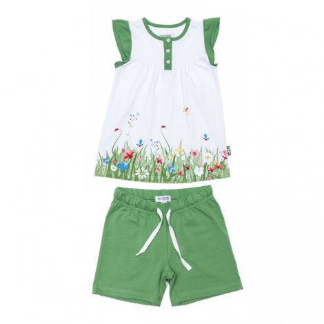 Белая пижама: туника, шорты для девочки PlayToday 146004, вид 1