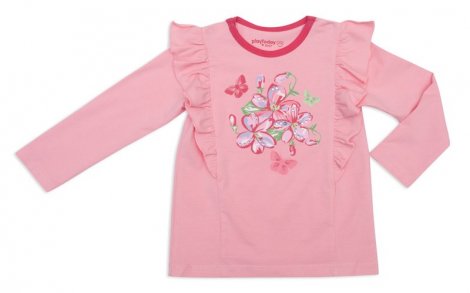 Розовая футболка с длинными рукавами для девочки PlayToday Baby 148014, вид 1