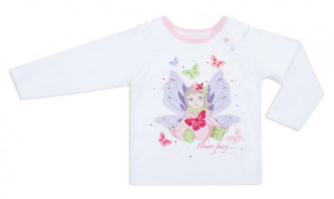 Белая футболка с длинными рукавами для девочки PlayToday Baby 148016, вид 1