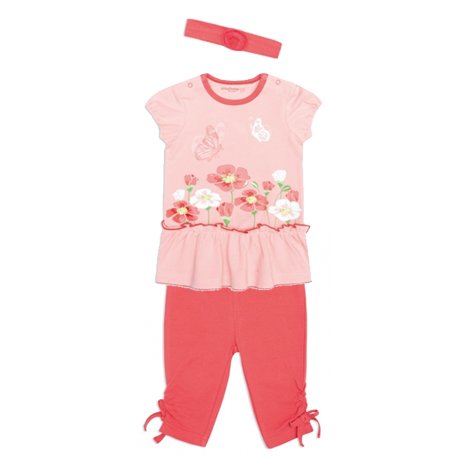Нежно-розовый комплект: платье, леггинсы, повязка на голову для девочки PlayToday Baby 148046, вид 1