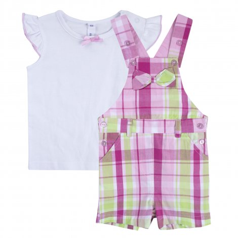 Розовый комплект: футболка, полукомбинезон текстильный для девочки PlayToday Baby 188868, вид 1