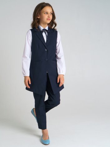 Темно-синий комплект: жилет, брюки для девочки PlayToday Tween 22127073, вид 2