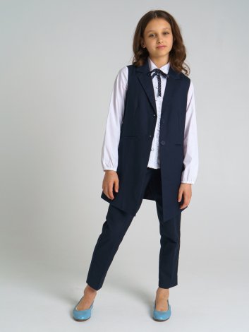 Темно-синий комплект: жилет, брюки для девочки PlayToday Tween 22127073, вид 3