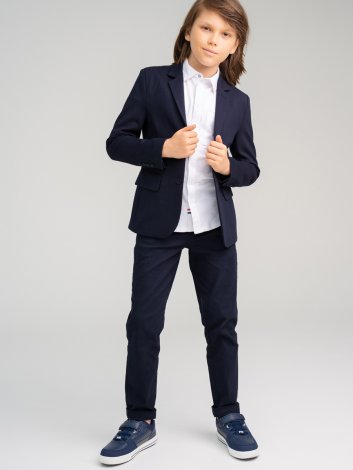 Темно-синий пиджак трикотажный для мальчика PlayToday Tween 22217005, вид 1