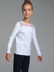 Белая футболка с длинным рукавом для девочки PlayToday Tween 22227012