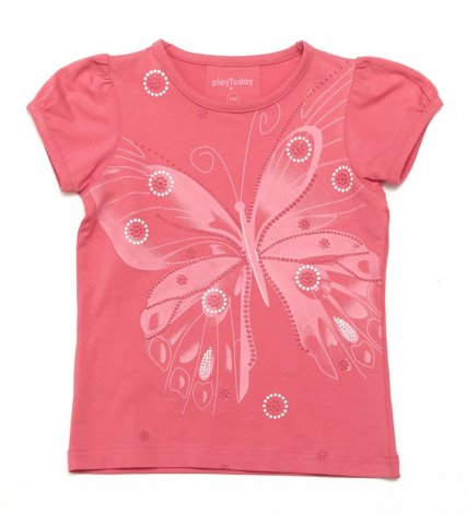 Коралловая футболка для девочки PlayToday 242006, вид 1