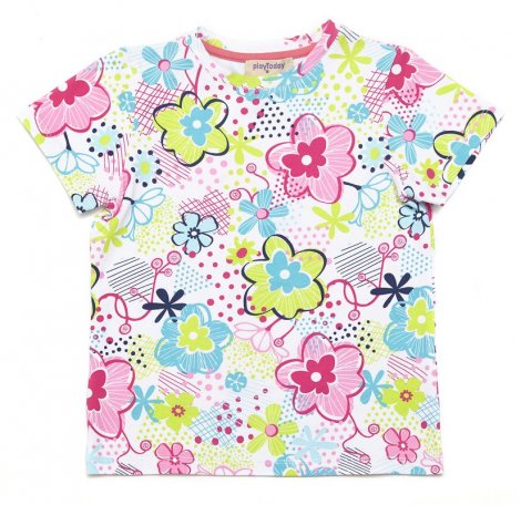 Разноцветная футболка для девочки PlayToday 242059, вид 1