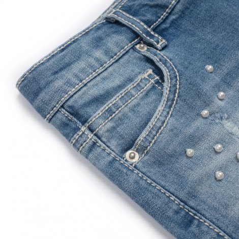 Синие шорты джинсовые для девочки PlayToday 282003, вид 3