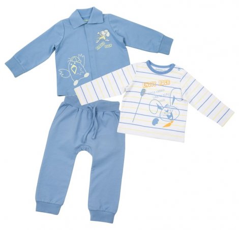 Голубой комплект: боди, кофта, брюки /
футболка с длинным рукавом, кофта, брюки для мальчика PlayToday Baby 317052, вид 1