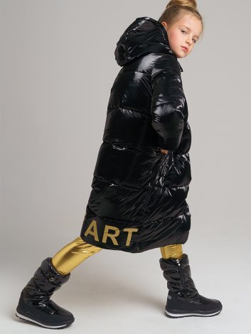 Черное пальто для девочки PlayToday Tween 32021203, вид 2