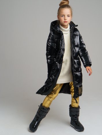 Черное пальто для девочки PlayToday Tween 32021203, вид 6