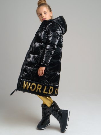 Черное пальто для девочки PlayToday Tween 32021203, вид 7