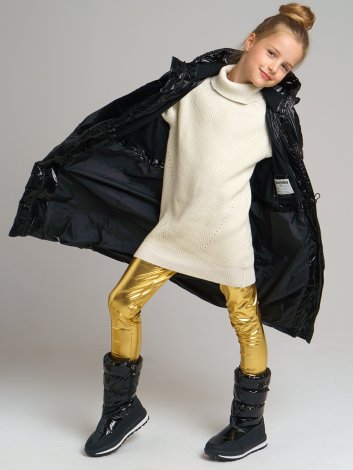 Черное пальто для девочки PlayToday Tween 32021203, вид 8