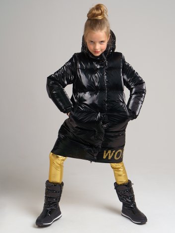 Черное пальто для девочки PlayToday Tween 32021203, вид 10