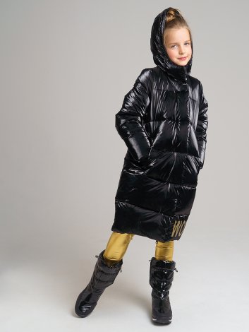 Черное пальто для девочки PlayToday Tween 32021203, вид 11