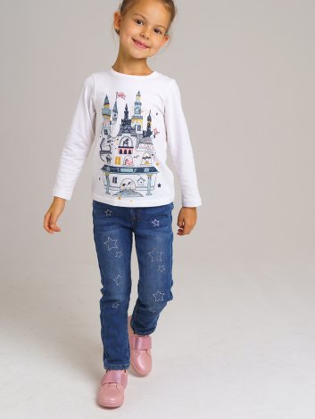 Белый лонгслив для девочки PlayToday 32022081, вид 5