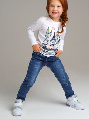 Белый лонгслив для девочки PlayToday 32022081, вид 6