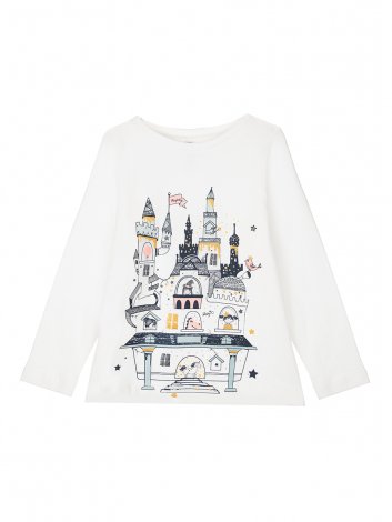 Белый лонгслив для девочки PlayToday 32022081, вид 1
