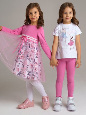 Белый комплект: футболка, легинсы для девочки PlayToday 32022404, вид 4