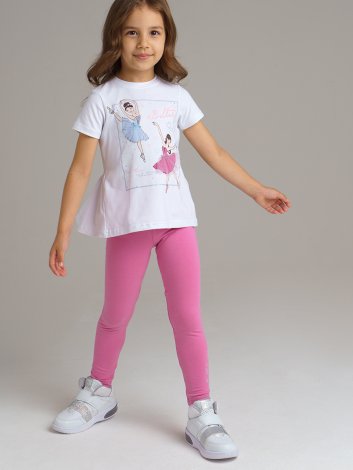 Белый комплект: футболка, легинсы для девочки PlayToday 32022404, вид 2