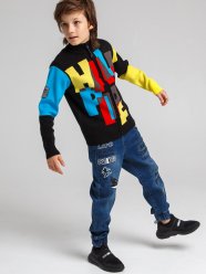 Синие брюки джинсовые утепленные с начесом для мальчика PlayToday Tween 32111125