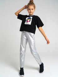 Серебристые брюки джинсовые для девочки PlayToday Tween 32121023
