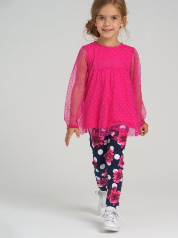 Фуксия джемпер ажурный для девочки PlayToday 32122041, вид 1