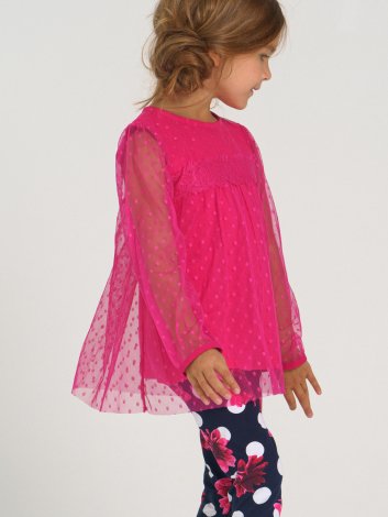 Фуксия джемпер ажурный для девочки PlayToday 32122041, вид 3