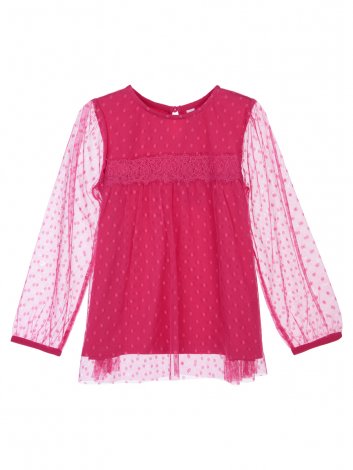 Фуксия джемпер ажурный для девочки PlayToday 32122041, вид 5