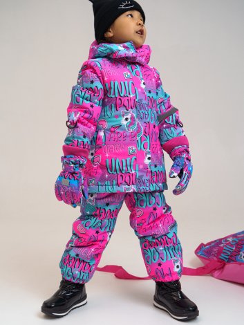 Разноцветный комплект: куртка, полукомбинезон для девочки PlayToday 32122603, вид 5