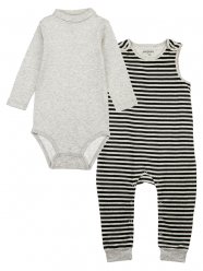 Серый меланж комплект: боди-водолазка, полукомбинезон для мальчика PlayToday Baby 32319059