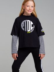 Черная футболка с длинными рукавами для девочки PlayToday Tween 32321089