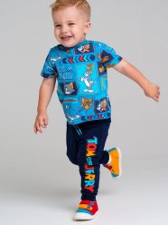 Темно-синий комплект: футболка, брюки для мальчика PlayToday Baby 32339008