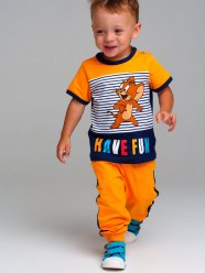 Желтый комплект: футболка, брюки для мальчика PlayToday Baby 32339009