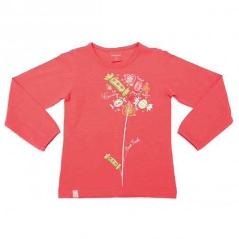 Коралловая футболка с длинным рукавом для девочки PlayToday 342073, вид 1