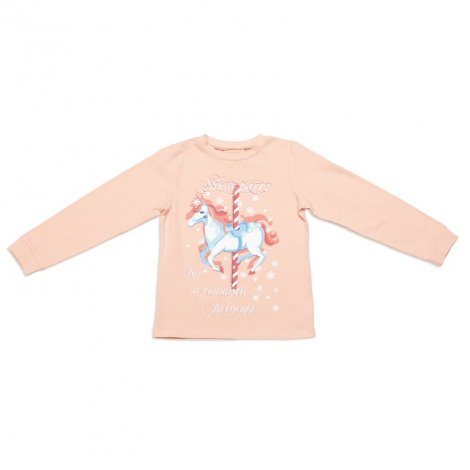 Персиковая футболка с длинным рукавом для девочки PlayToday 342140, вид 1