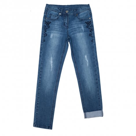 Синие брюки текстильные джинсовые для девочки S'COOL 344083, вид 1