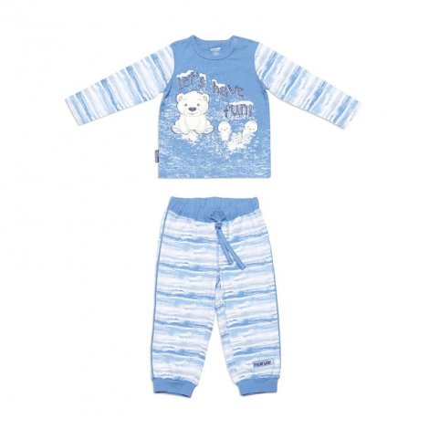 Голубой комплект  : футболка с длинным рукавом, брюки для мальчика PlayToday Baby 347064, вид 1