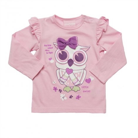 Розовая футболка с длинным рукавом для девочки PlayToday Baby 348075, вид 1
