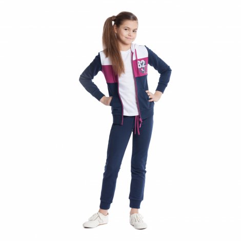 Темно-синий комплект: толстовка, брюки для девочки PlayToday 364081, вид 3