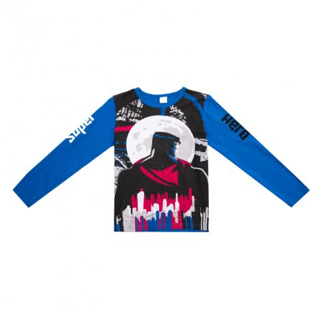 Синяя футболка с длинным рукавом для мальчика PlayToday 381169/5722, вид 1